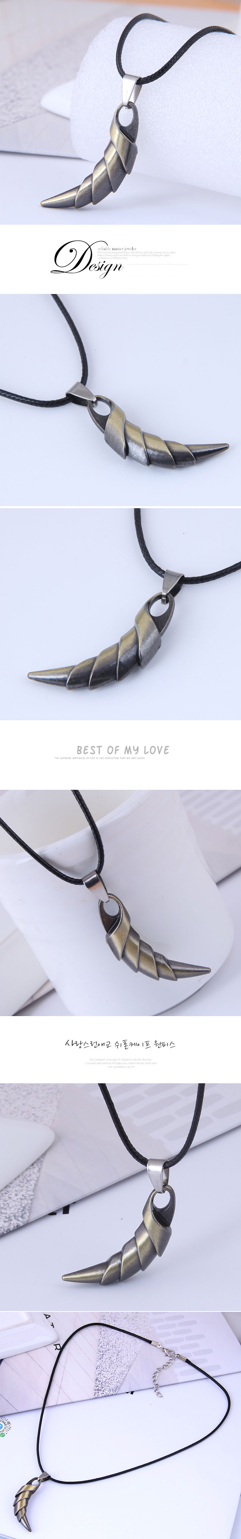 fashion  new style simple wolf horn wax rope necklacepicture1