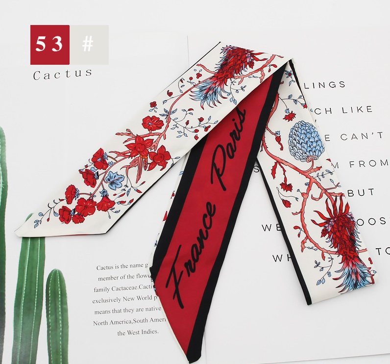French fashion style new long tie hair silk scarf bow knot letter wave dot hair bandpicture40