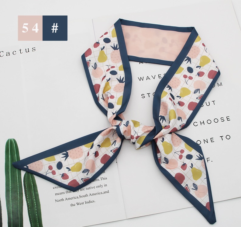 French fashion style new long tie hair silk scarf bow knot letter wave dot hair bandpicture30