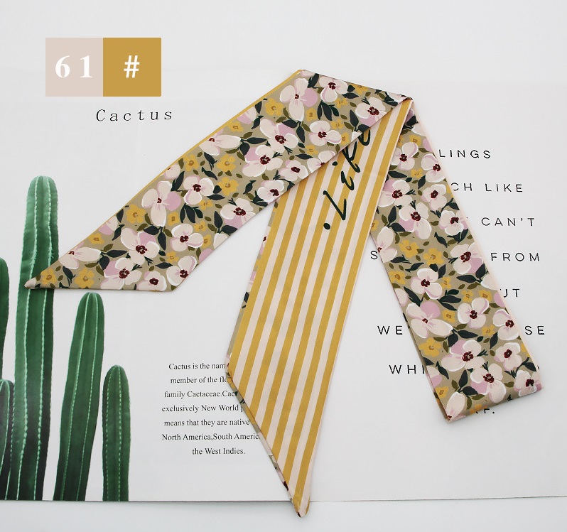 French fashion style new long tie hair silk scarf bow knot letter wave dot hair bandpicture54