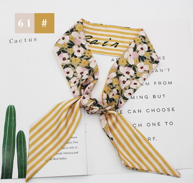 French fashion style new long tie hair silk scarf bow knot letter wave dot hair bandpicture2