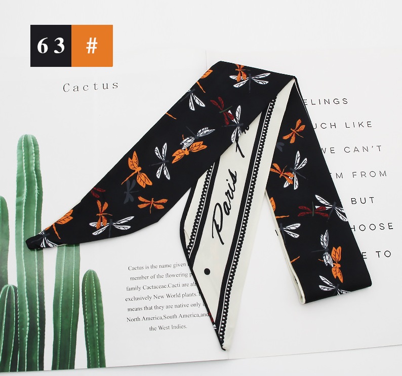 French fashion style new long tie hair silk scarf bow knot letter wave dot hair bandpicture4