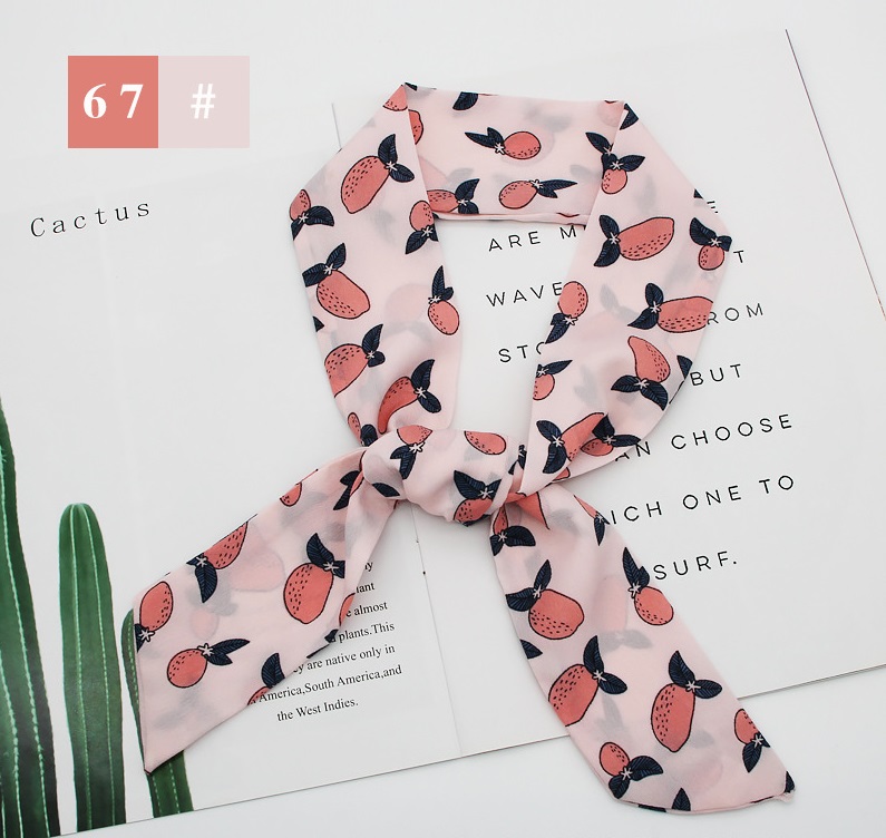 French fashion style new long tie hair silk scarf bow knot letter wave dot hair bandpicture13