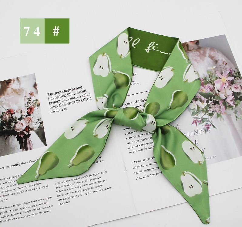 French fashion style new long tie hair silk scarf bow knot letter wave dot hair bandpicture27