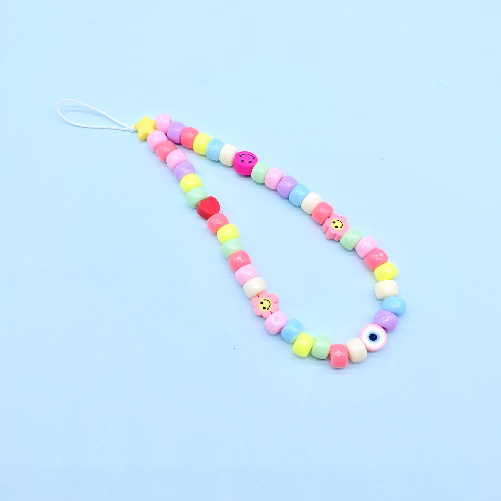 new bohemian style simple lanyard smiley soft ceramic acrylic mobile phone chainpicture3