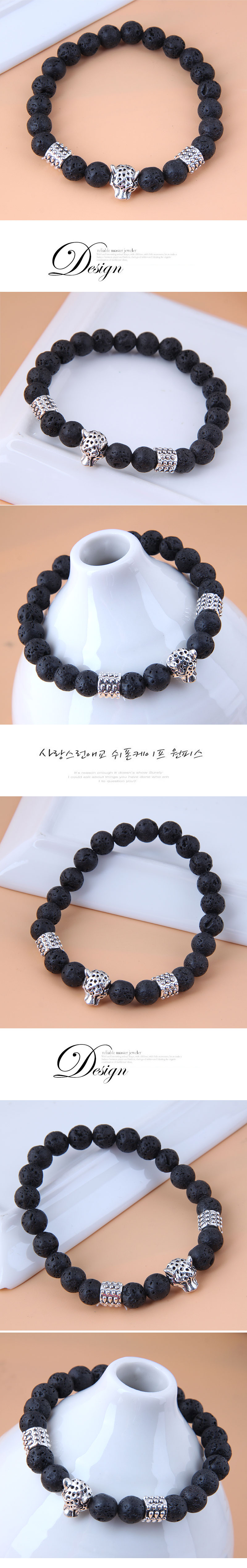 Fashion metal leopard volcanic stone alloy bracelet wholesale