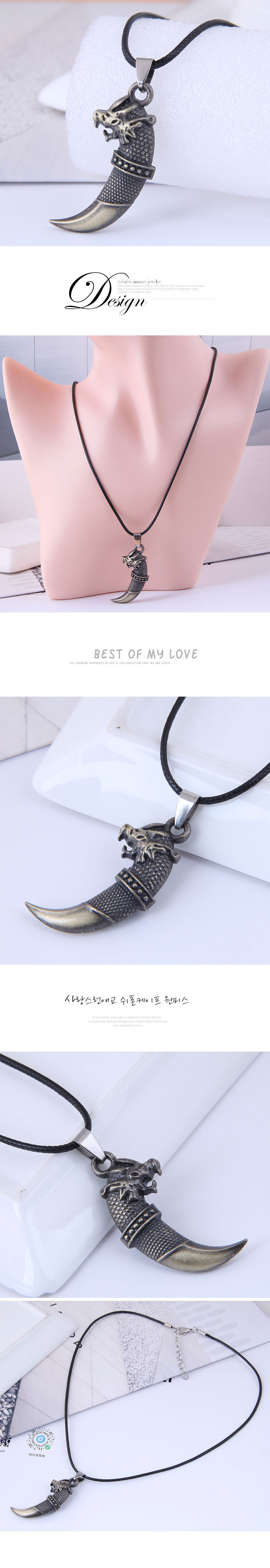 fashion metal concise spangled wax rope necklacepicture1
