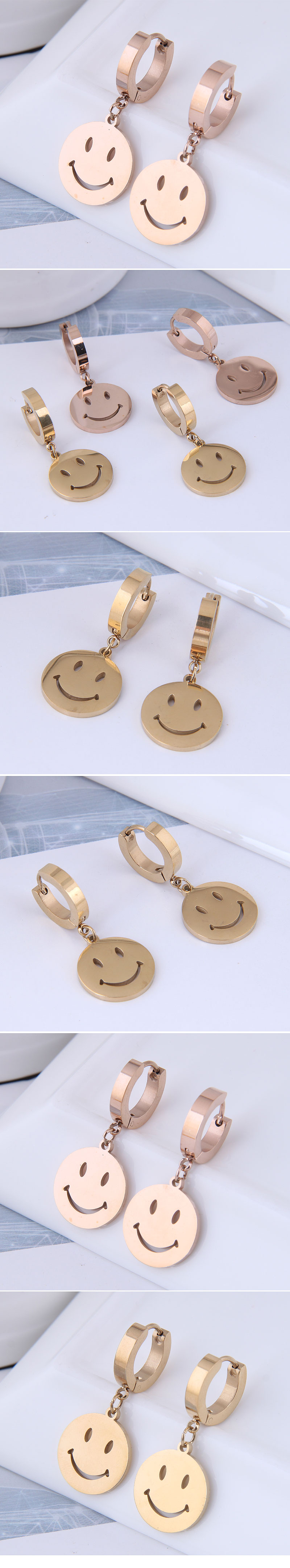 Korean style fashion simple smiley face titanium steel earringspicture1