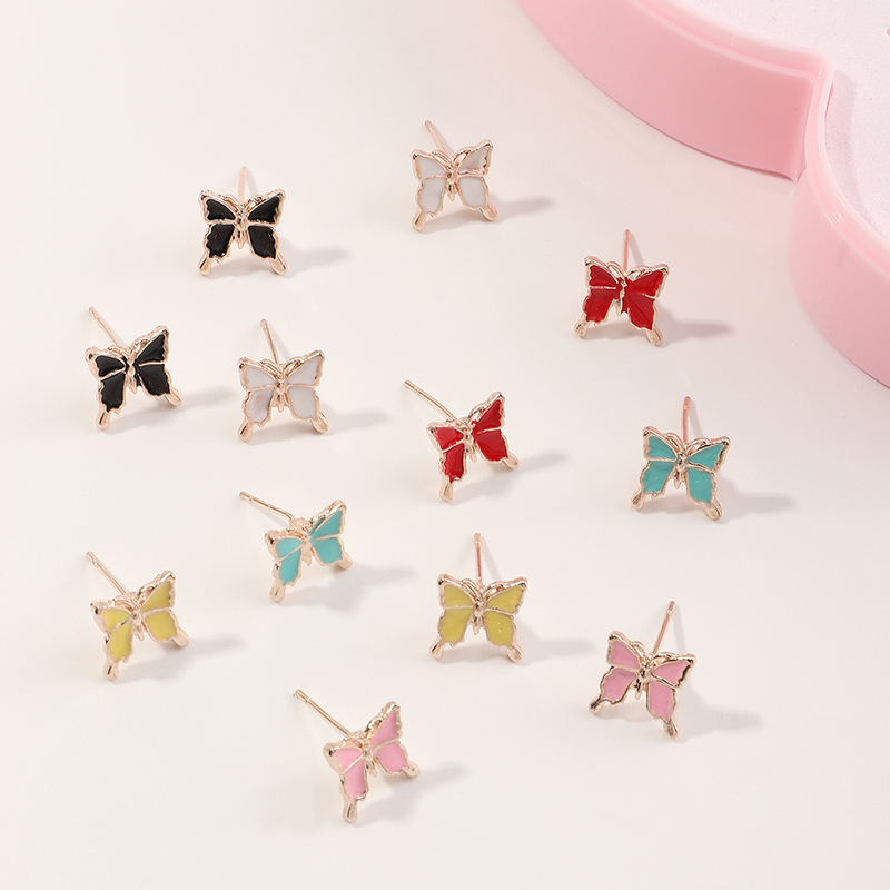 New Korean Mixed Color Butterfly Childrenu0027s Earrings Boxes 12 Combination