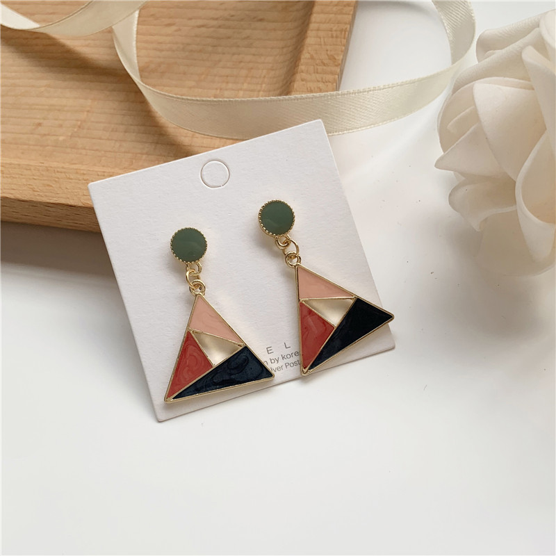 Hit color starry sky dripping oil triangle earringspicture4