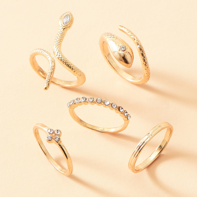 fashion open snake shape geometric ring set