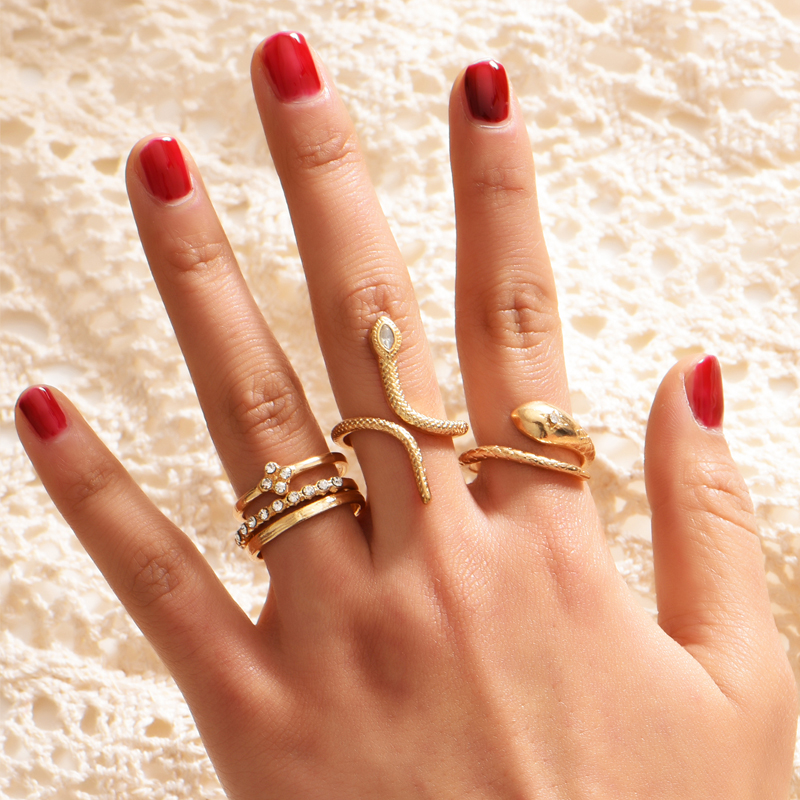 fashion open snake shape geometric ring set