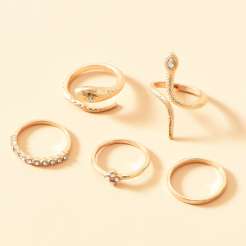 fashion open snake shape geometric ring set