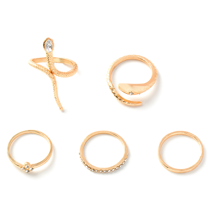 fashion open snake shape geometric ring set