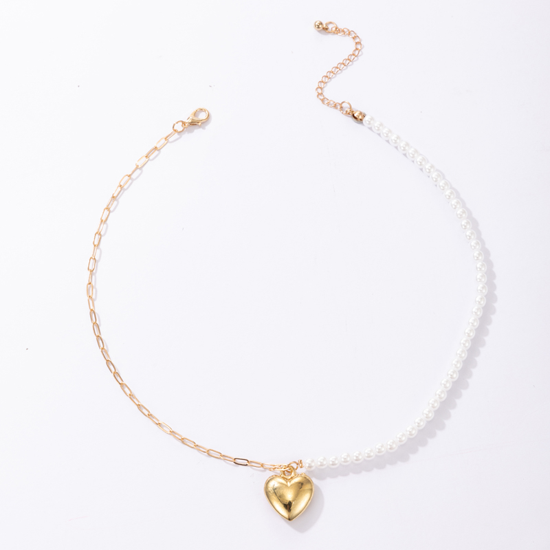 nuevo collar con colgante de corazn de melocotn asimtrico de perlas con hebilla de metalpicture1