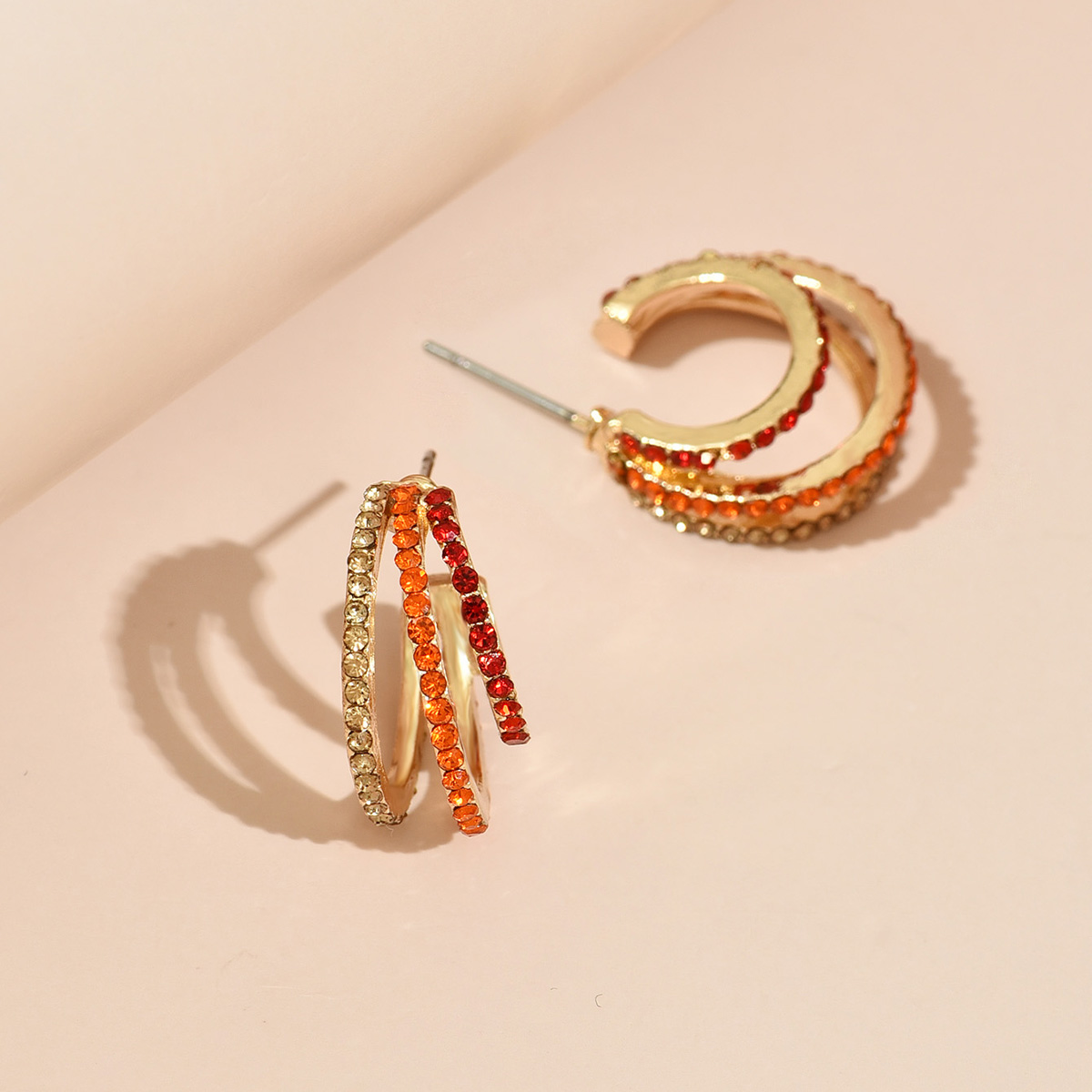 Fashion multilayer metal hoop Cshaped earringspicture3