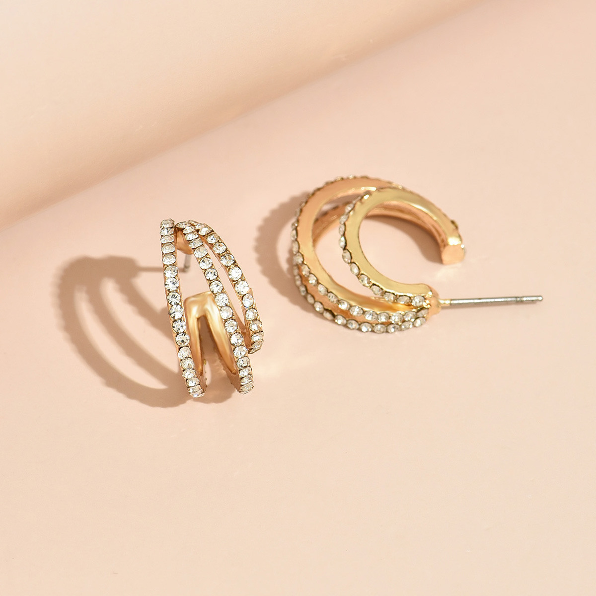 Fashion multilayer metal hoop Cshaped earringspicture5