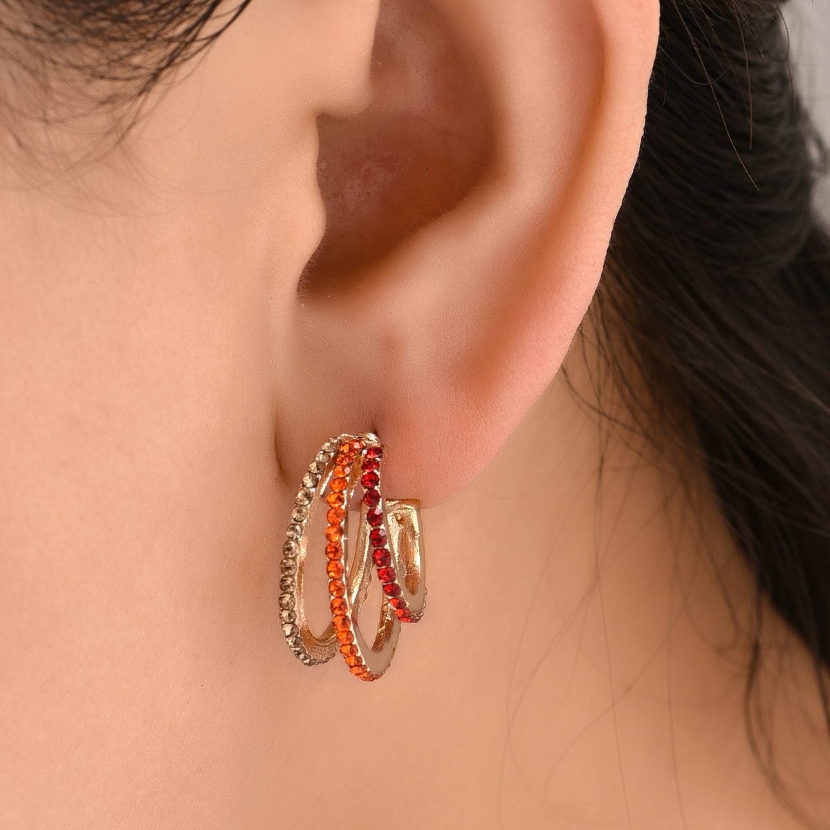 Fashion multilayer metal hoop Cshaped earringspicture6