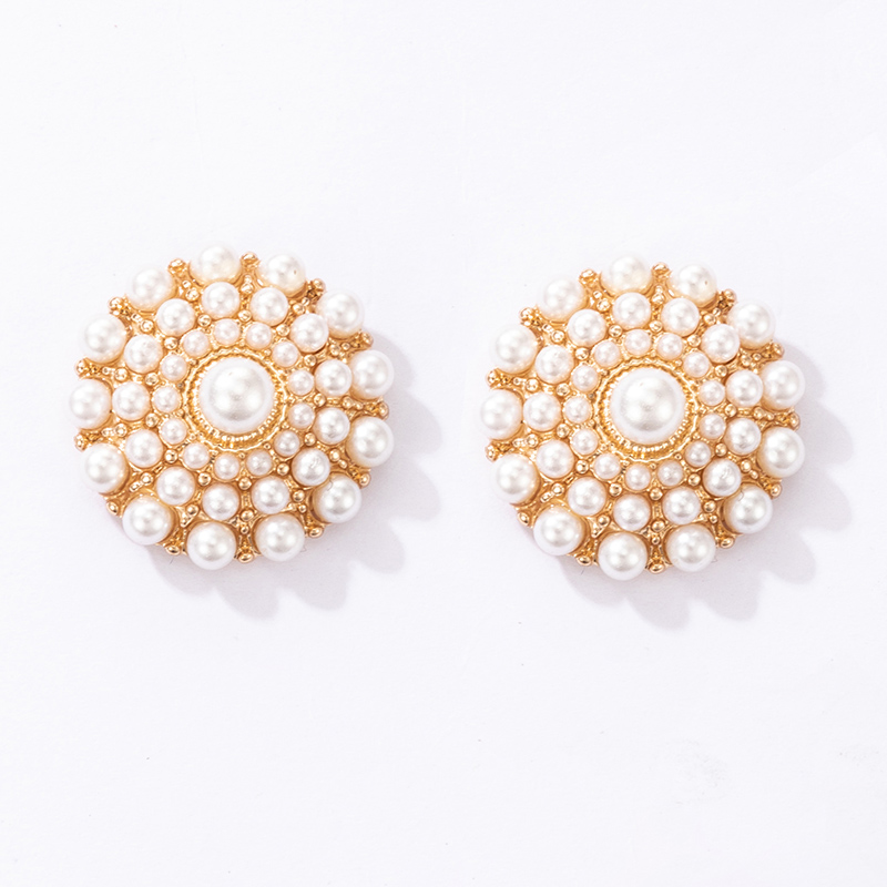 Korean natural shell flower contrast pearl earringspicture2