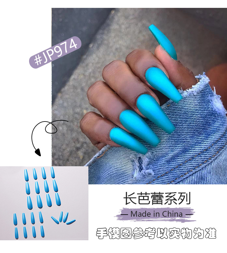 Fashion pure color long fake nailspicture13