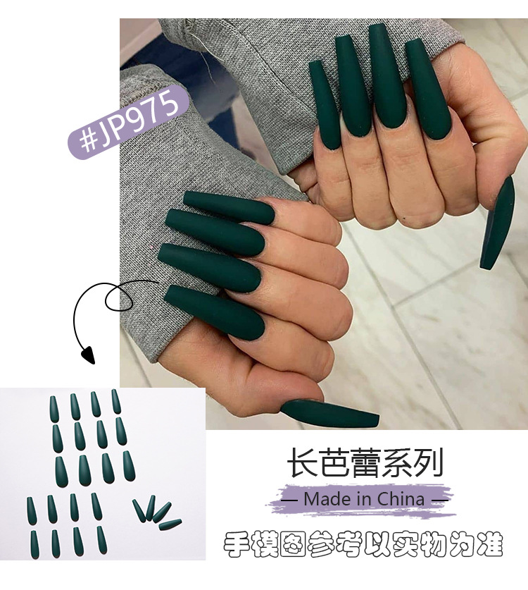 Fashion pure color long fake nailspicture11