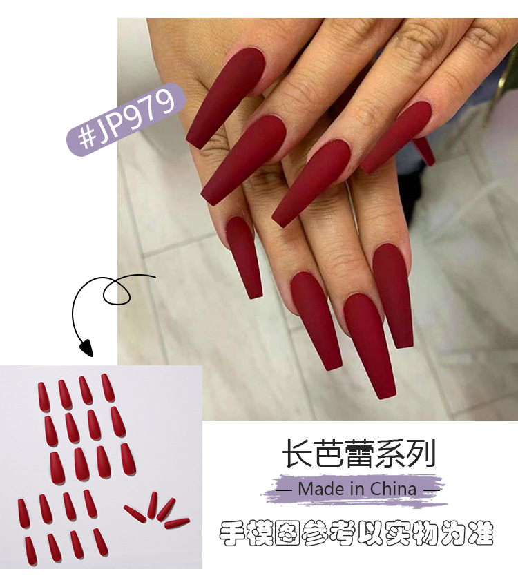 Fashion pure color long fake nailspicture5