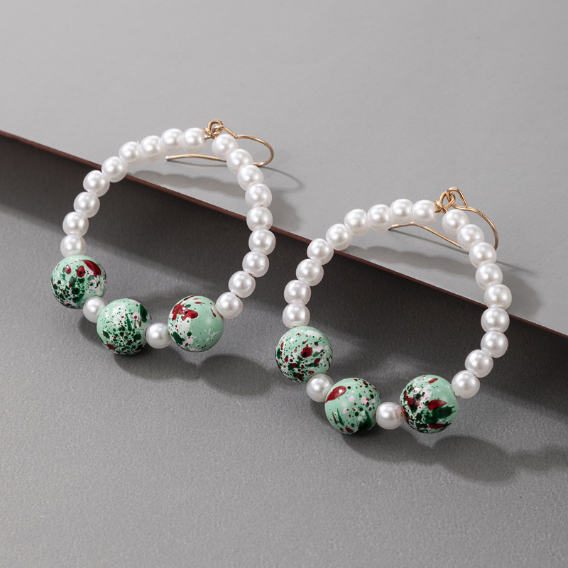 Nihaojewelry boucles d39oreilles cercle de perles de contraste de couleur simple bijoux en grospicture4