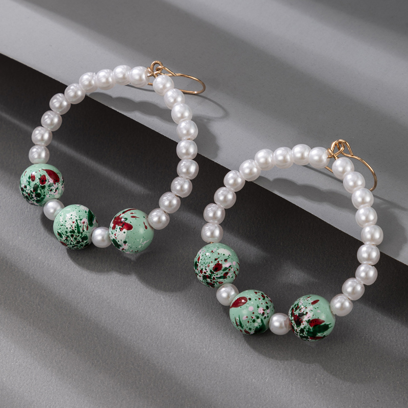 Nihaojewelry boucles d39oreilles cercle de perles de contraste de couleur simple bijoux en grospicture5