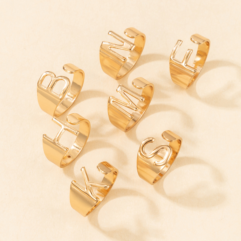 Nihaojewelry jewelry wholesale letter open ring 7-piece set