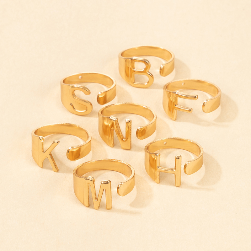 Nihaojewelry jewelry wholesale letter open ring 7-piece set