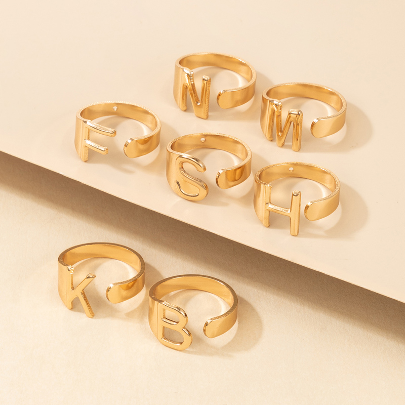 Nihaojewelry jewelry wholesale letter open ring 7-piece set