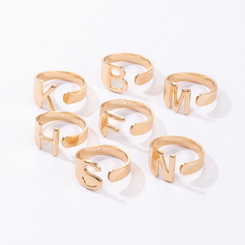 Nihaojewelry jewelry wholesale letter open ring 7-piece set