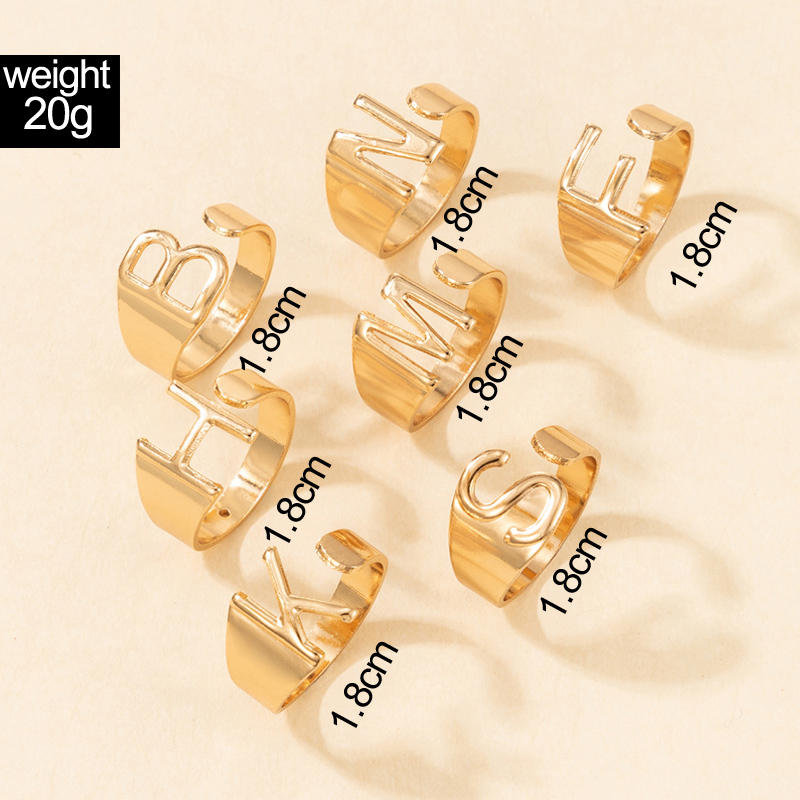 Nihaojewelry jewelry wholesale letter open ring 7-piece set