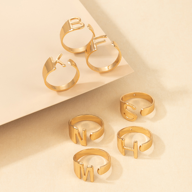 Nihaojewelry jewelry wholesale letter open ring 7-piece set