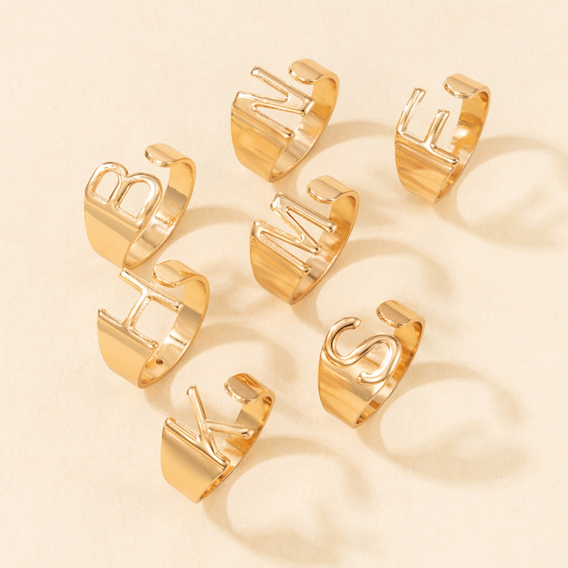 Nihaojewelry jewelry wholesale letter open ring 7-piece set