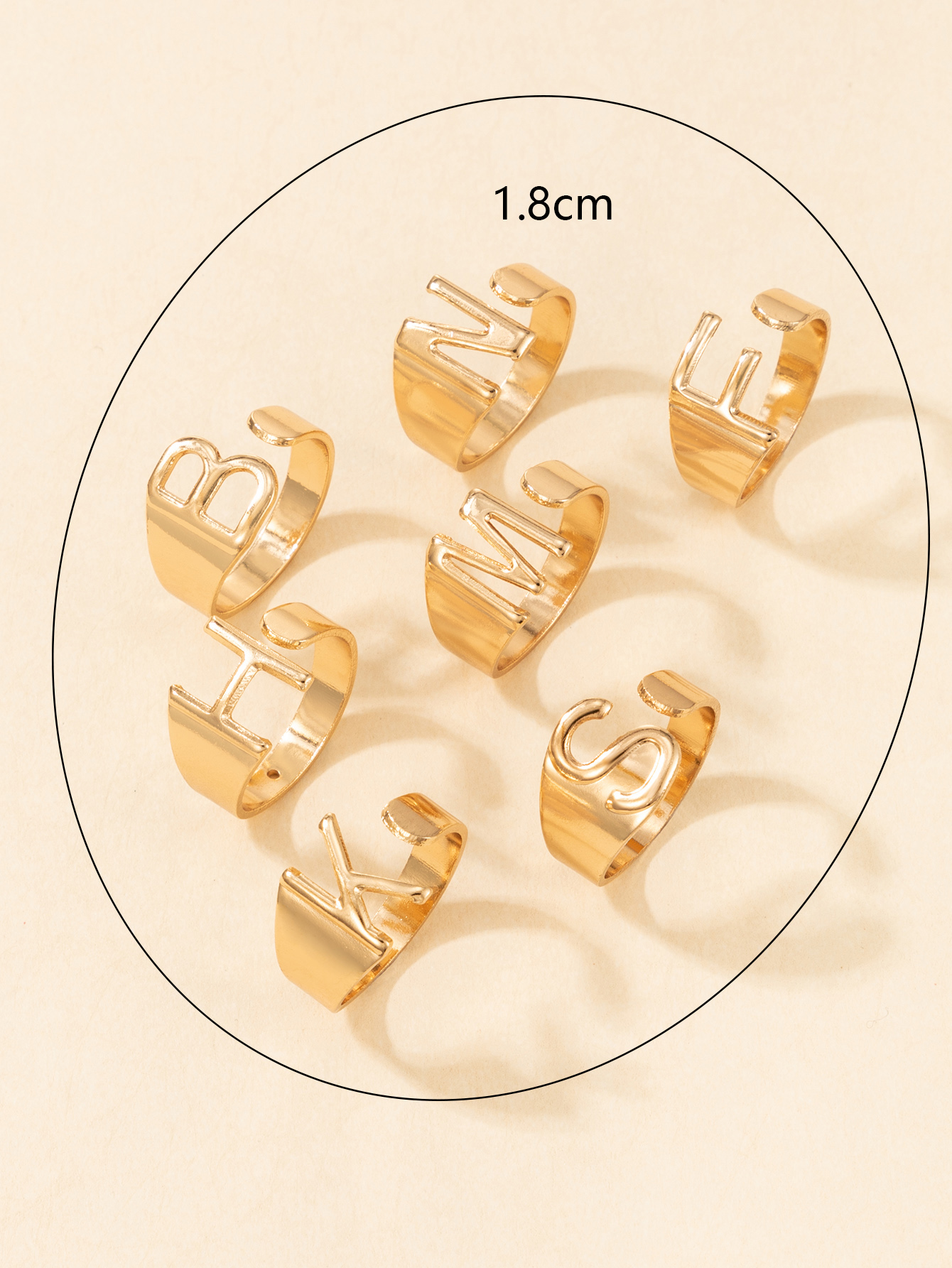 Nihaojewelry jewelry wholesale letter open ring 7-piece set