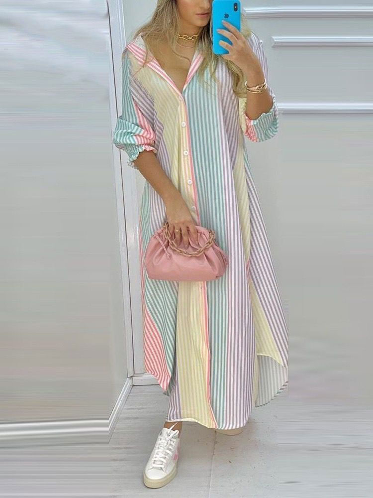 Nihaojewelry Fashion Printed Long Sleeve Shirt Long Dress Wholesalepicture2