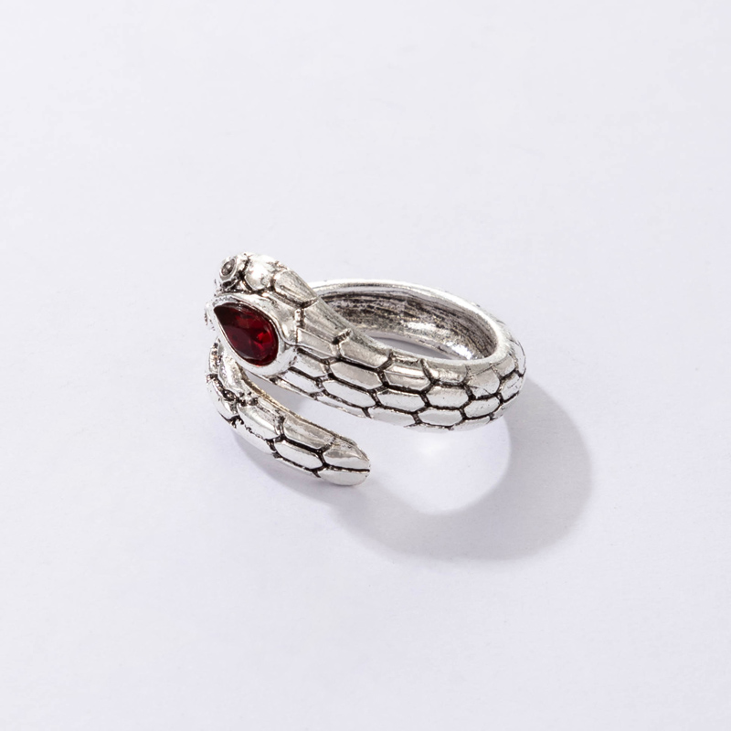 simple red diamond metal snake ringpicture2