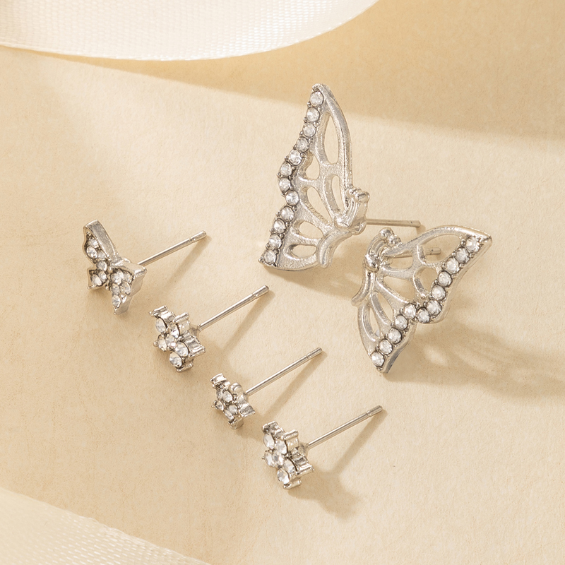 simple  diamondstudded butterfly flower star earrings setpicture4