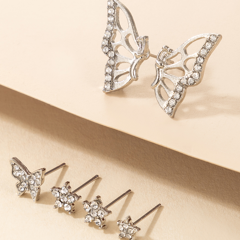simple  diamondstudded butterfly flower star earrings setpicture5