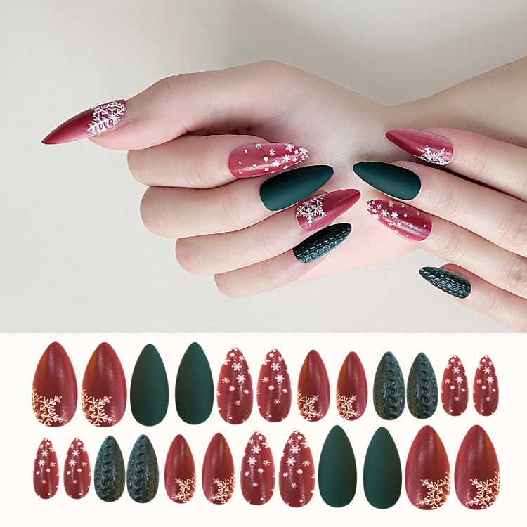 Fashion contrast color 24 pieces of fake nails setpicture18