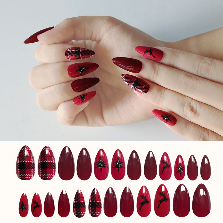 Fashion contrast color 24 pieces of fake nails setpicture12