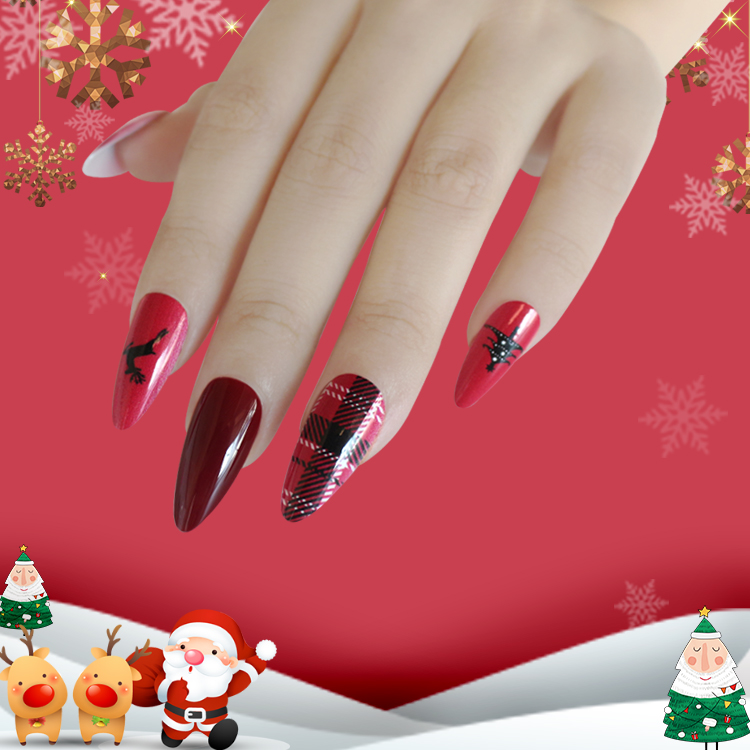 Fashion contrast color 24 pieces of fake nails setpicture13
