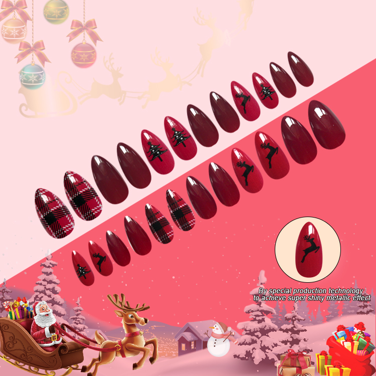 Fashion contrast color 24 pieces of fake nails setpicture16