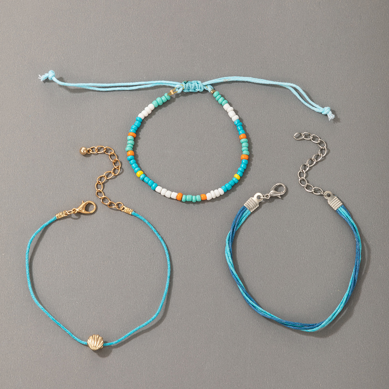 Bohemian style color rice beads hit color shell bracelet 3 piece setpicture4