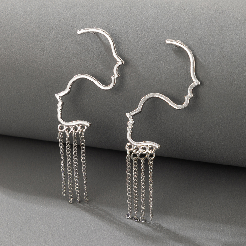 new simple silver metal chain tassel irregular earringspicture1