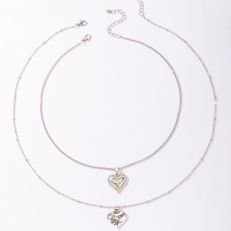 simple heartshaped double layer necklacepicture3