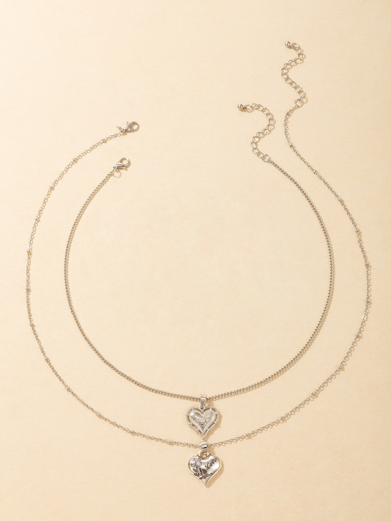 simple heartshaped double layer necklacepicture4
