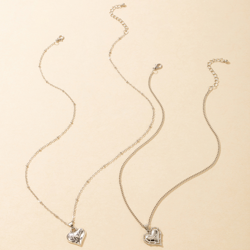 simple heartshaped double layer necklacepicture5