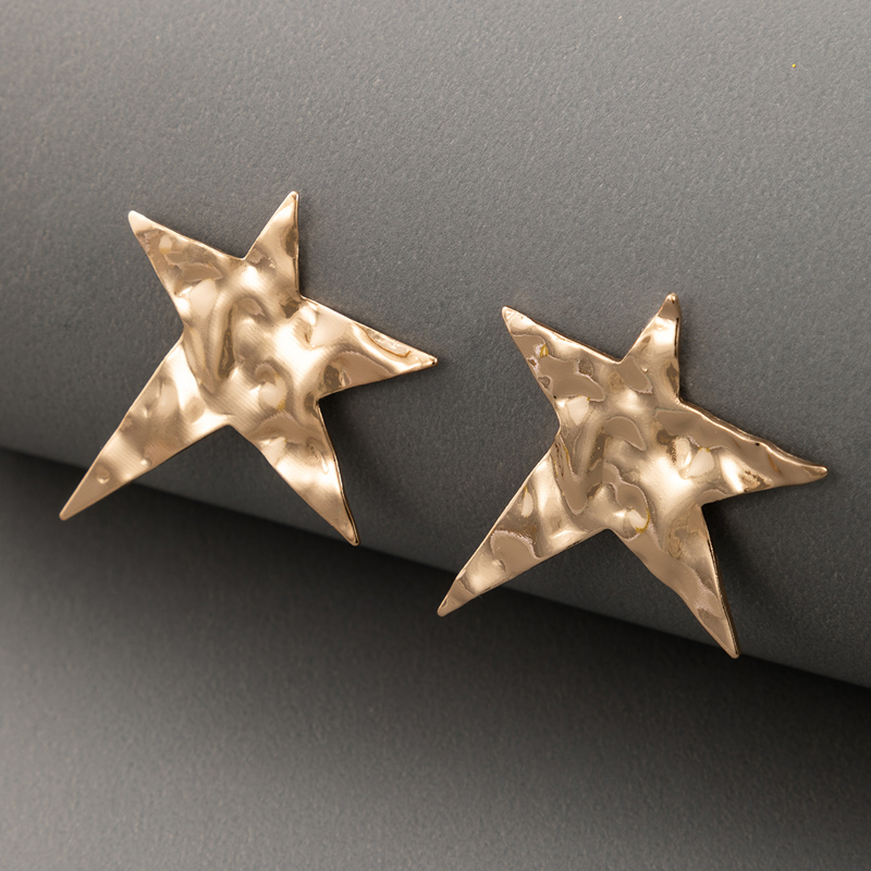 Simple fashion star golden fivepointed star earringspicture1